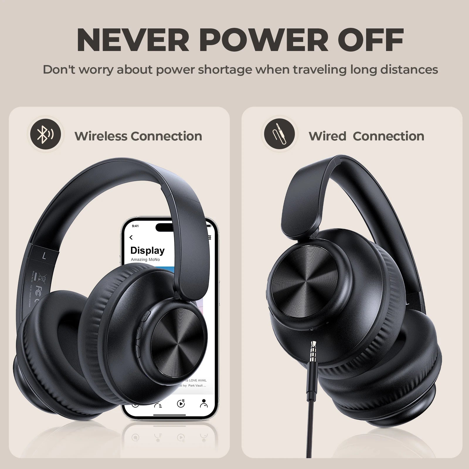 Wireless Headphones with Built-in Microphone, Electronic Audio Earbuds Wireless Noise Cancellation Headphones, Foldable Gaming H