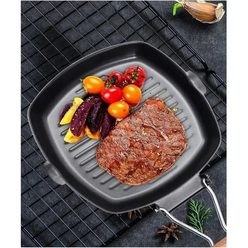 Steak Pan Foldable Frying Pan Picnic Outdoor Grill Pan Anti-scald Wooden Handle,Seasoning Bottle Food Cilps Kitchen Accessories