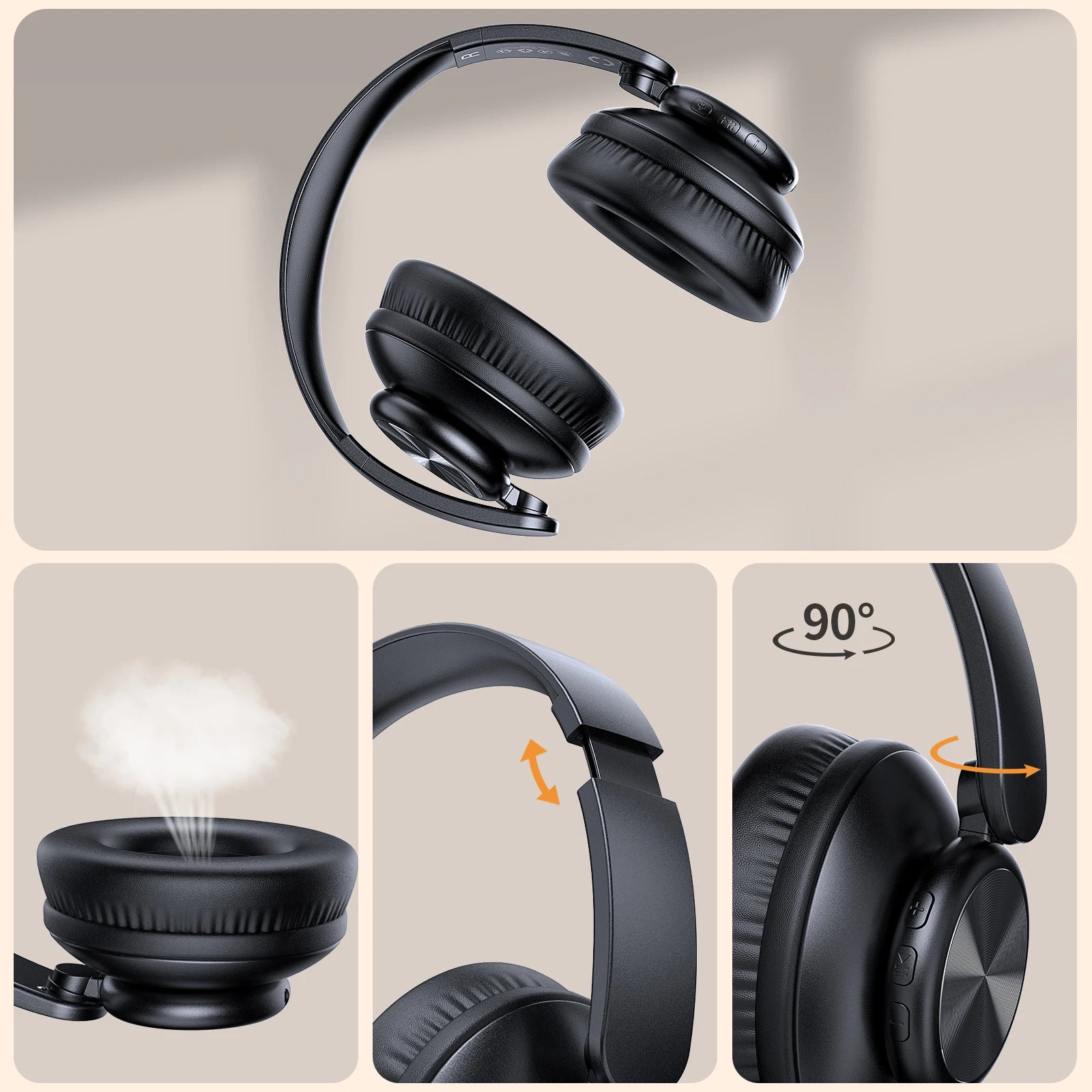 Wireless Headphones with Built-in Microphone, Electronic Audio Earbuds Wireless Noise Cancellation Headphones, Foldable Gaming H
